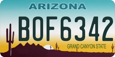 AZ license plate BOF6342