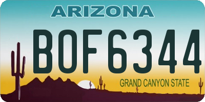 AZ license plate BOF6344