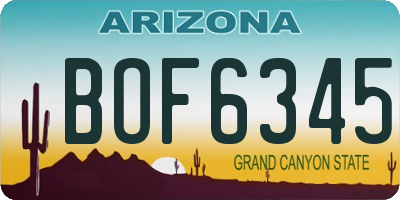 AZ license plate BOF6345