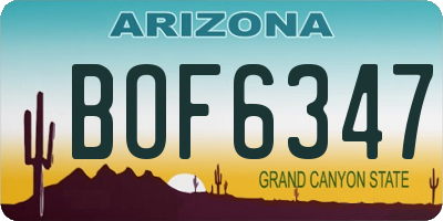 AZ license plate BOF6347