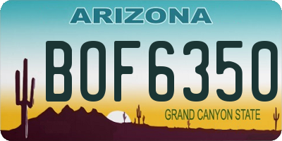 AZ license plate BOF6350