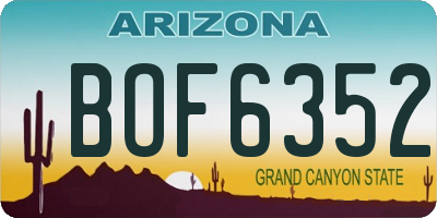 AZ license plate BOF6352