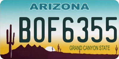 AZ license plate BOF6355