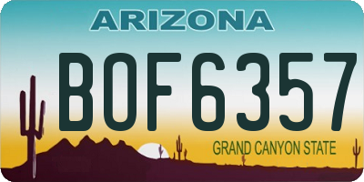 AZ license plate BOF6357