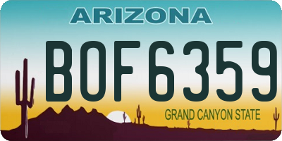 AZ license plate BOF6359