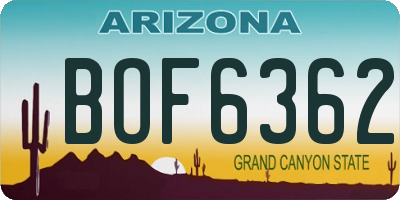 AZ license plate BOF6362