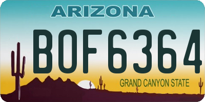 AZ license plate BOF6364