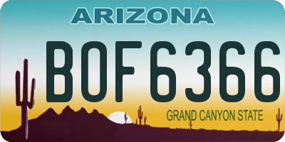 AZ license plate BOF6366