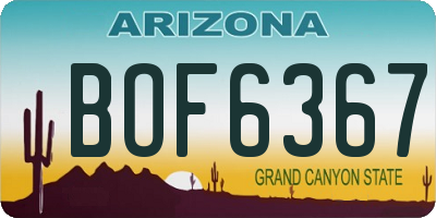 AZ license plate BOF6367