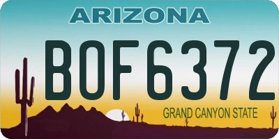 AZ license plate BOF6372