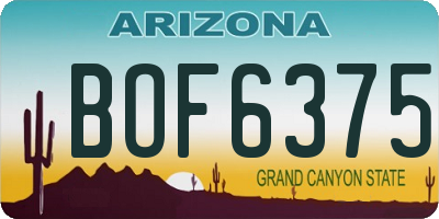 AZ license plate BOF6375