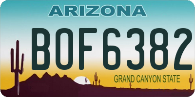 AZ license plate BOF6382