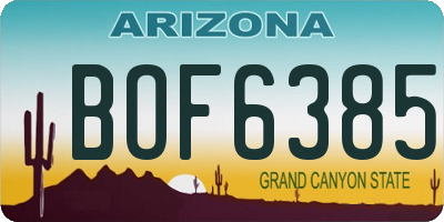 AZ license plate BOF6385