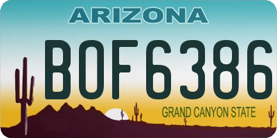 AZ license plate BOF6386