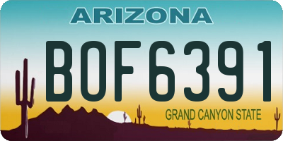 AZ license plate BOF6391