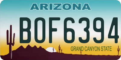 AZ license plate BOF6394