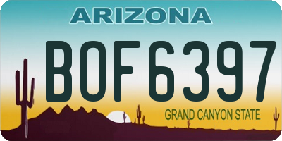 AZ license plate BOF6397