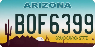 AZ license plate BOF6399
