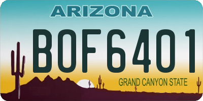 AZ license plate BOF6401