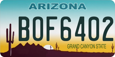 AZ license plate BOF6402