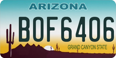 AZ license plate BOF6406