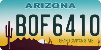 AZ license plate BOF6410