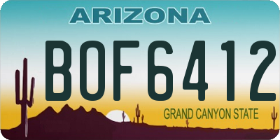 AZ license plate BOF6412
