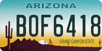 AZ license plate BOF6418