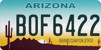 AZ license plate BOF6422