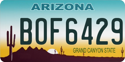 AZ license plate BOF6429