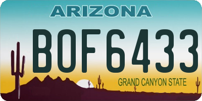 AZ license plate BOF6433