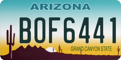 AZ license plate BOF6441