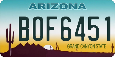 AZ license plate BOF6451