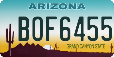AZ license plate BOF6455