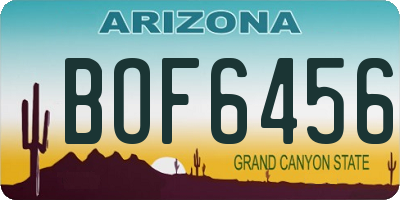 AZ license plate BOF6456
