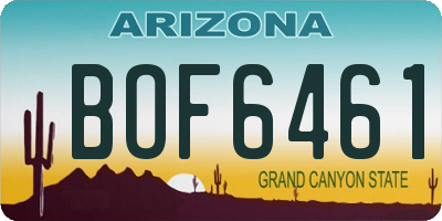 AZ license plate BOF6461