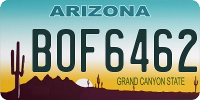 AZ license plate BOF6462