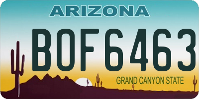 AZ license plate BOF6463