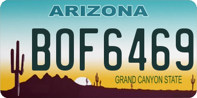AZ license plate BOF6469