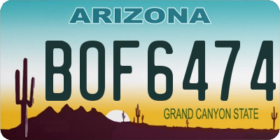 AZ license plate BOF6474
