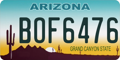 AZ license plate BOF6476