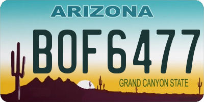 AZ license plate BOF6477