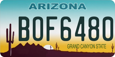 AZ license plate BOF6480