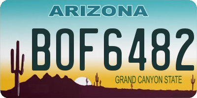 AZ license plate BOF6482