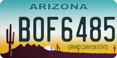 AZ license plate BOF6485
