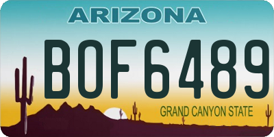 AZ license plate BOF6489