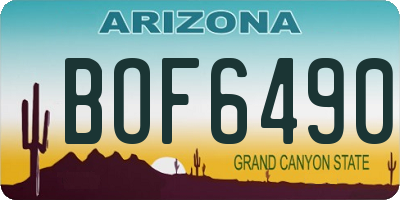 AZ license plate BOF6490