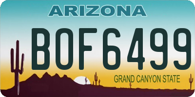 AZ license plate BOF6499