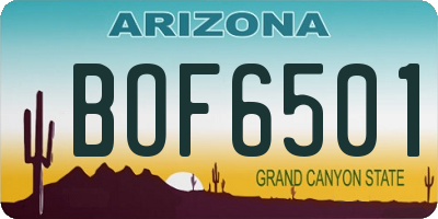 AZ license plate BOF6501
