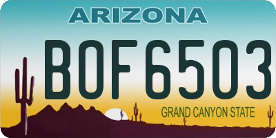 AZ license plate BOF6503
